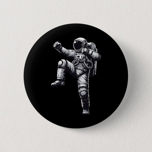 Muay Thai Astronaut Kickboksen Ronde Button 5,7 Cm (Voorkant)