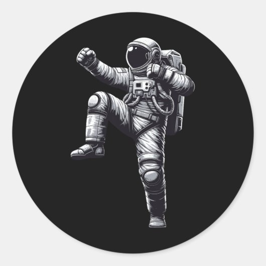 Muay Thai Astronaut Kickboksen Ronde Sticker (Voorkant)
