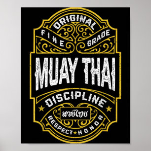 Muay Thai Boksen MMA Vechter Vintage Label Poster