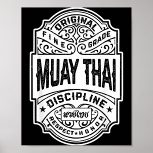 Muay Thai Boksen MMA-vechter Vintage Label Poster