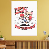Muay Thai Boksen Schattigee Anime Cat T-shirt Canvas Afdruk (Insitu (Woonkamer))