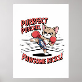 Muay Thai Boksen Schattigee Anime Cat T-shirt Poster