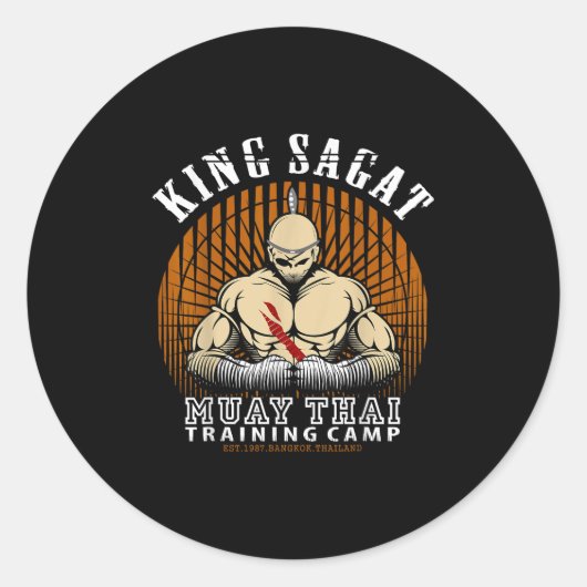 Muay Thai Boksschool - Sagat Trainingscamera Ronde Sticker (Voorkant)