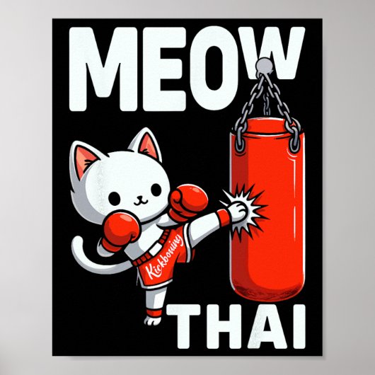 Muay Thai Cat Boxing Martial Arts Fighter Sport Cu Poster (Voorkant)