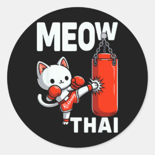 Muay Thai Cat Boxing Martial Arts Fighter Sport Cu Ronde Sticker