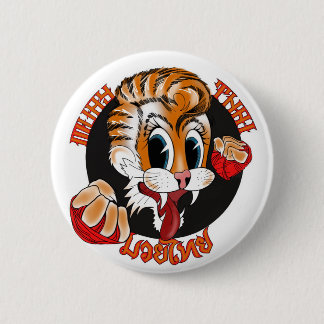 Muay Thai Cat Button Badge