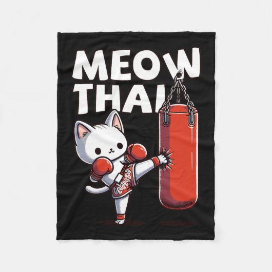 Muay Thai Cat Meow Thai Fleece Deken (Voorkant)