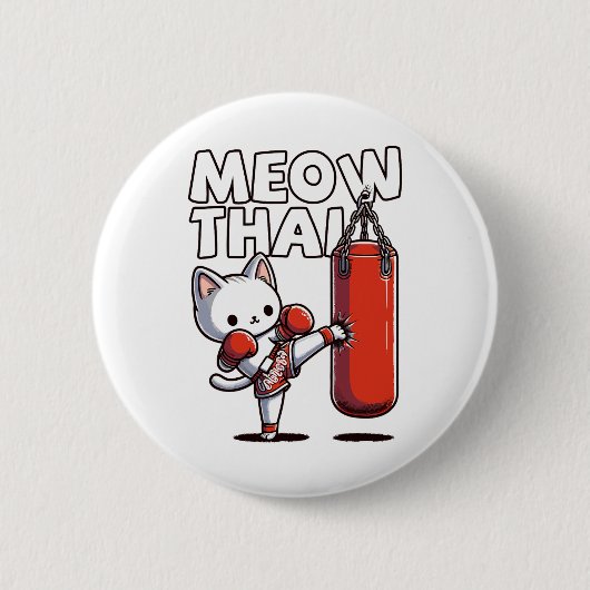 Muay Thai Cat Ronde Button 5,7 Cm (Voorkant)