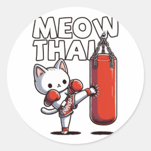 Muay Thai Cat Ronde Sticker