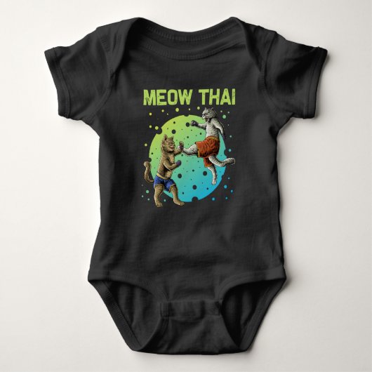 Muay Thai Cats Humor Thai Boxing Fighter Romper (Voorkant)