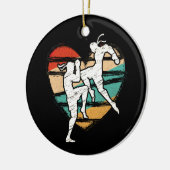 Muay Thai Design Retro Kickboxer Fighter Keramisch Ornament (Links)