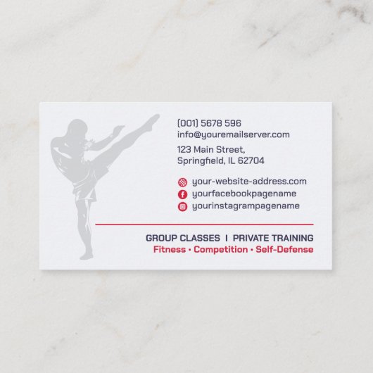 Muay Thai en Kickboksen Coach - Blauw Rood Visitekaartje (Achterkant)