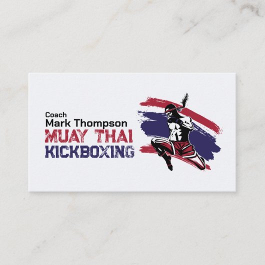 Muay Thai en Kickboksen Coach - Blauw Rood Visitekaartje (Voorkant)