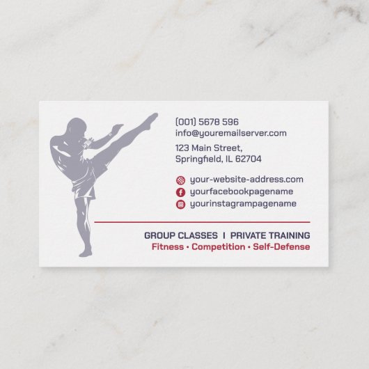 Muay Thai en Kickboksen Coach - Blauw Rood Visitekaartje (Achterkant)