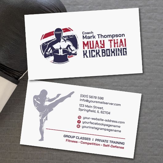 Muay Thai en Kickboksen Coach - Blauw Rood Visitekaartje