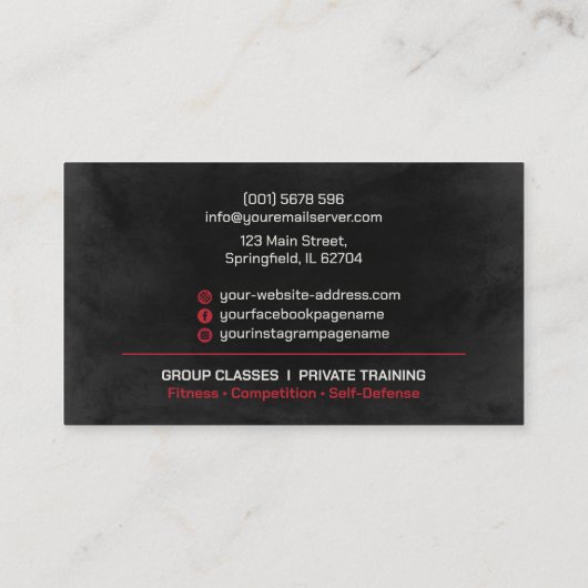 Muay Thai en Kickboksen Coach - Blauw Rood Zakelij Visitekaartje (Achterkant)