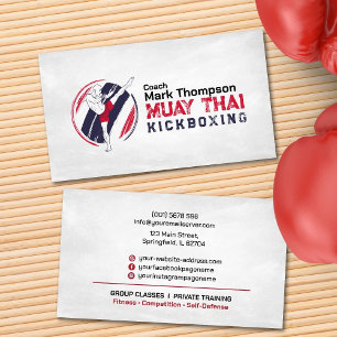 Muay Thai en Kickboksen Coach - Blauw Rood Zakelij Visitekaartje