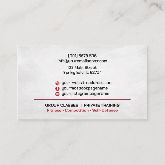 Muay Thai en Kickboksen Coach - Blauw Rood Zakelij Visitekaartje (Achterkant)