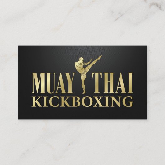 Muay Thai en Kickboksen Coach - Zwart en Goud Visitekaartje (Voorkant)