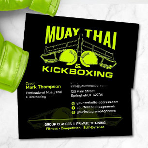 Muay Thai en Kickboksen Coach - Zwart en Limoen Visitekaartje