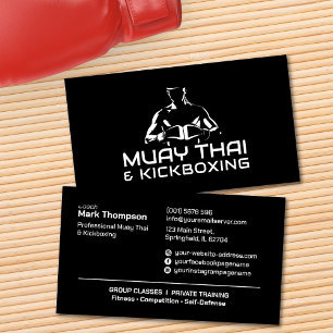 Muay Thai en Kickboksen Coach - Zwart en wit Visitekaartje