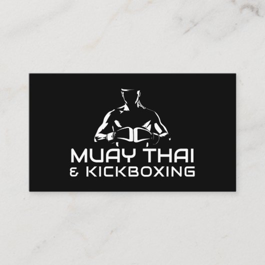 Muay Thai en Kickboksen Coach - Zwart en wit Visitekaartje (Voorkant)