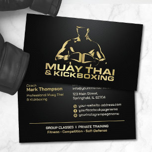 Muay Thai en Kickbokser Coach - Zwart en Goud Visitekaartje