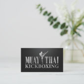 Muay Thai en kickbokstrainer - Zilver Metallic Visitekaartje (Staand voorkant)