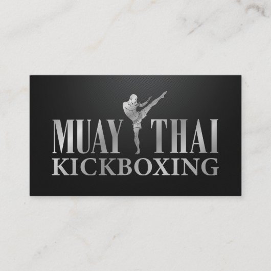 Muay Thai en kickbokstrainer - Zilver Metallic Visitekaartje (Voorkant)