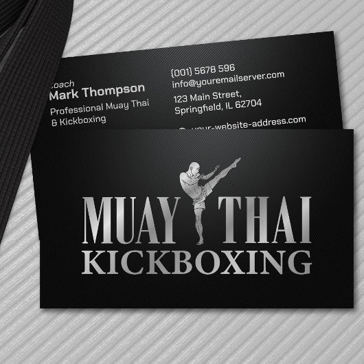 Muay Thai en kickbokstrainer - Zilver Metallic Visitekaartje