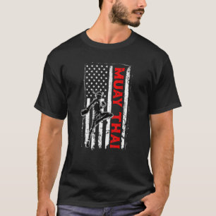 Muay Thai Fighter Amerikaanse vlag Martial Arts BJ T-shirt