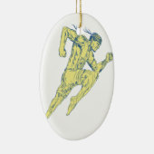 Muay Thai Fighter Kicking Side Drawing Keramisch Ornament (Rechts)