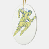 Muay Thai Fighter Kicking Side Drawing Keramisch Ornament (Links)