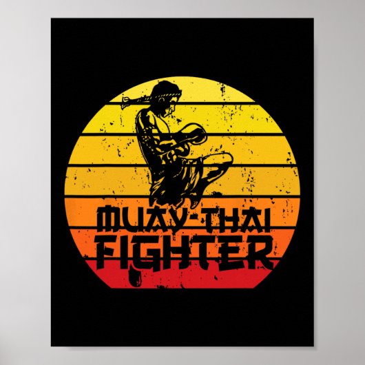 Muay Thai Fighter Thai Boksen Vechtsport Combat Poster (Voorkant)