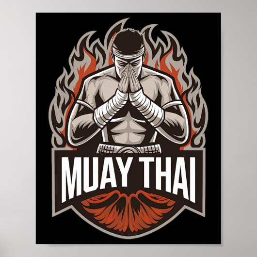 Muay Thai Fighter Thai Boxing Poster (Voorkant)