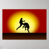 Muay Thai Flying Knee "Sunset in Thailand" Poster (Voorkant)