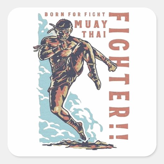 Muay Thai gevechtsvliegtuig Vierkante Sticker (Voorkant)