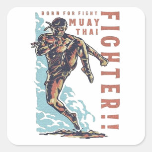 Muay Thai gevechtsvliegtuig Vierkante Sticker