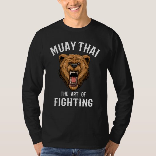 Muay Thai Grizzly Bear Thai Boxing Kickboxing T-shirt (Voorkant)