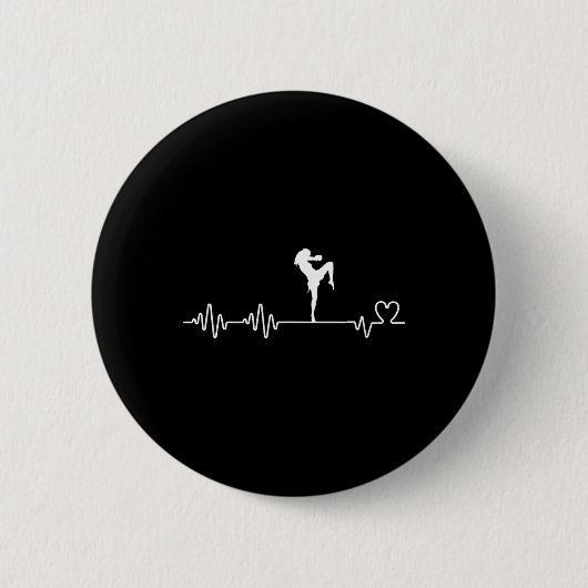 Muay Thai Heartbeat Vrouwen Karate Funny Muay Thai Ronde Button 5,7 Cm (Voorkant)