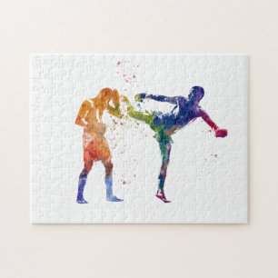 Muay thai in waterverf legpuzzel