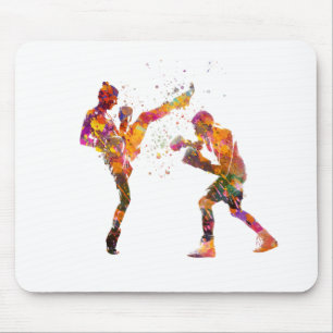 Muay thai in waterverf muismat
