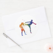 Muay thai in waterverf ronde sticker (Envelop)