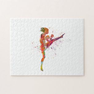 Muay thai karate in waterverf legpuzzel