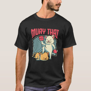 Muay Thai Kat Kitten Thai Boxer Kickboksen Kat Lie T-shirt