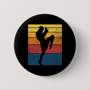Muay Thai Kickboksen Retro Vintage Cadeau _1 Ronde Button 5,7 Cm