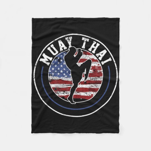 Muay Thai Kickboksen Vintage Cadeau Fleece Deken (Voorkant)