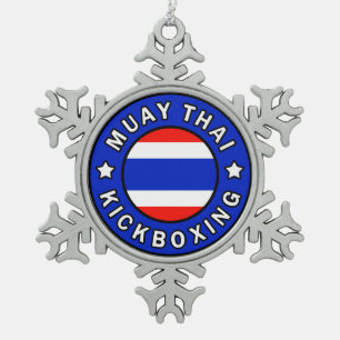 Muay Thai Kickboxing Tin Sneeuwvlok Ornament