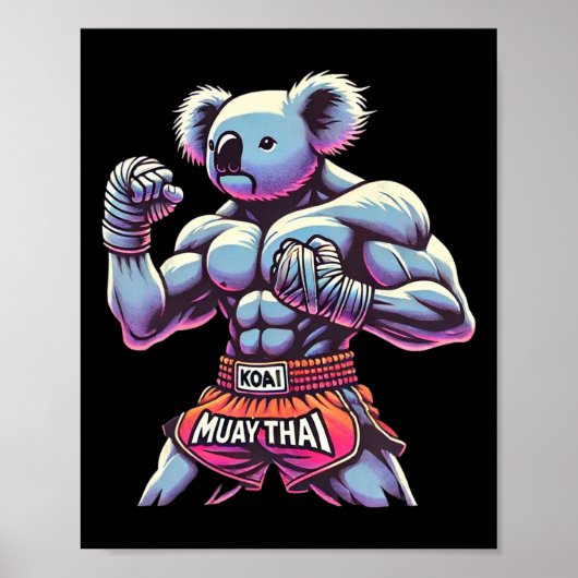 Muay Thai Koala Kickboxing Fighter Funny Poster (Voorkant)