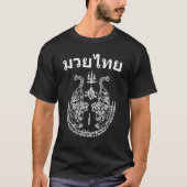 Muay Thai Language Sak Yant Tattoo Twin Tiger Kick T-shirt (Voorkant)